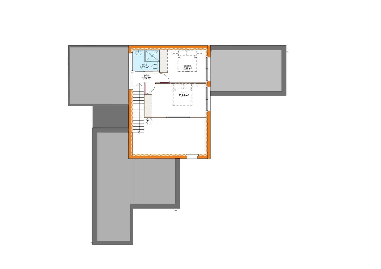 plan étage - Maison en bardage bois 