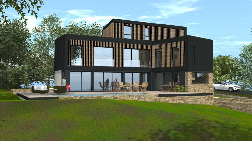 Maison moderne sur trois niveaux